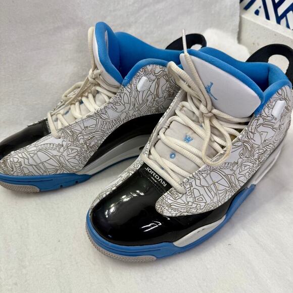 Nike Air Jordan Dub Zero “UNC” White University Blue Black Mens 8.0 - Picture 1 of 5